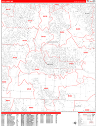 Lee's Summit Wall Map Zip Code Red Line Style 2026